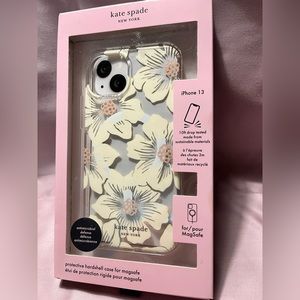 Kate Spade NY Off-White/Pink Flower iPhone 13 Case (Fits 13, 14 & 15)